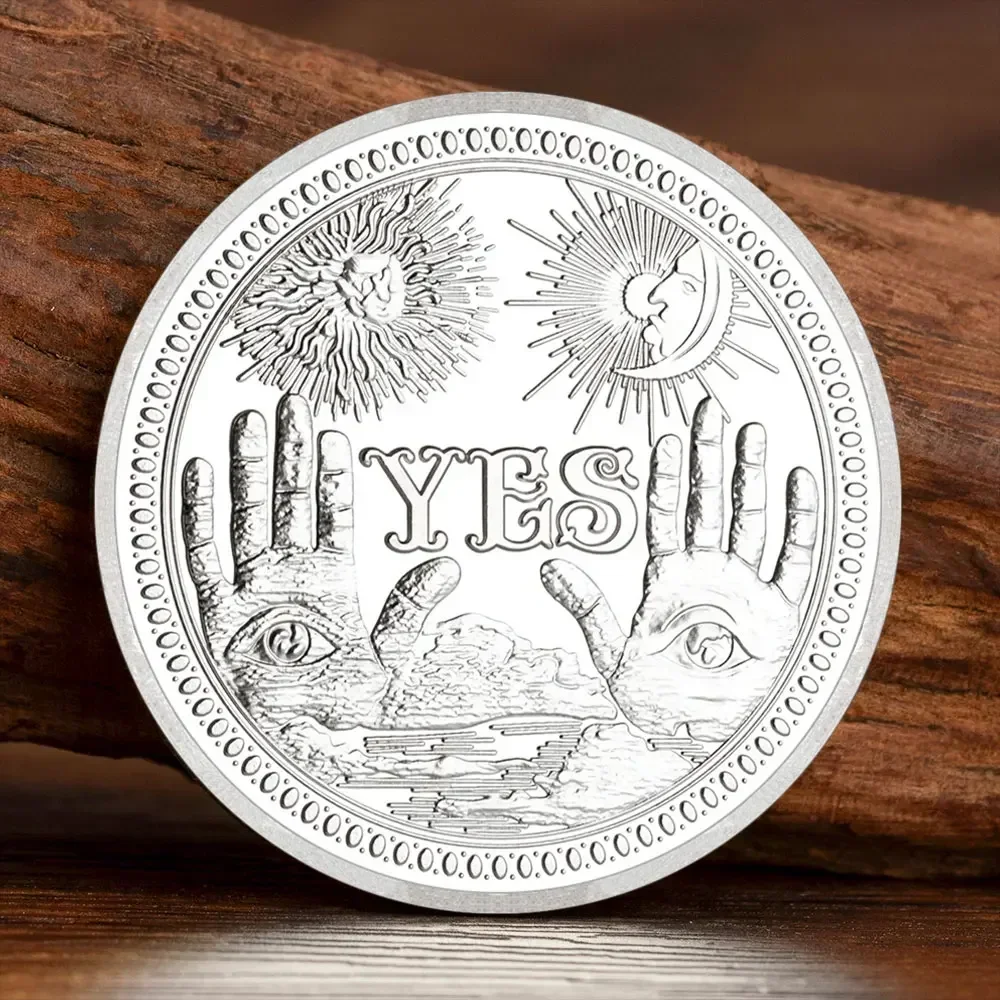 Yes or No Prediction Decision Coin Ouija All-Seeing Eye or Death Angel Gothic Gold Plated Metal Souvenir Coins Special Gift