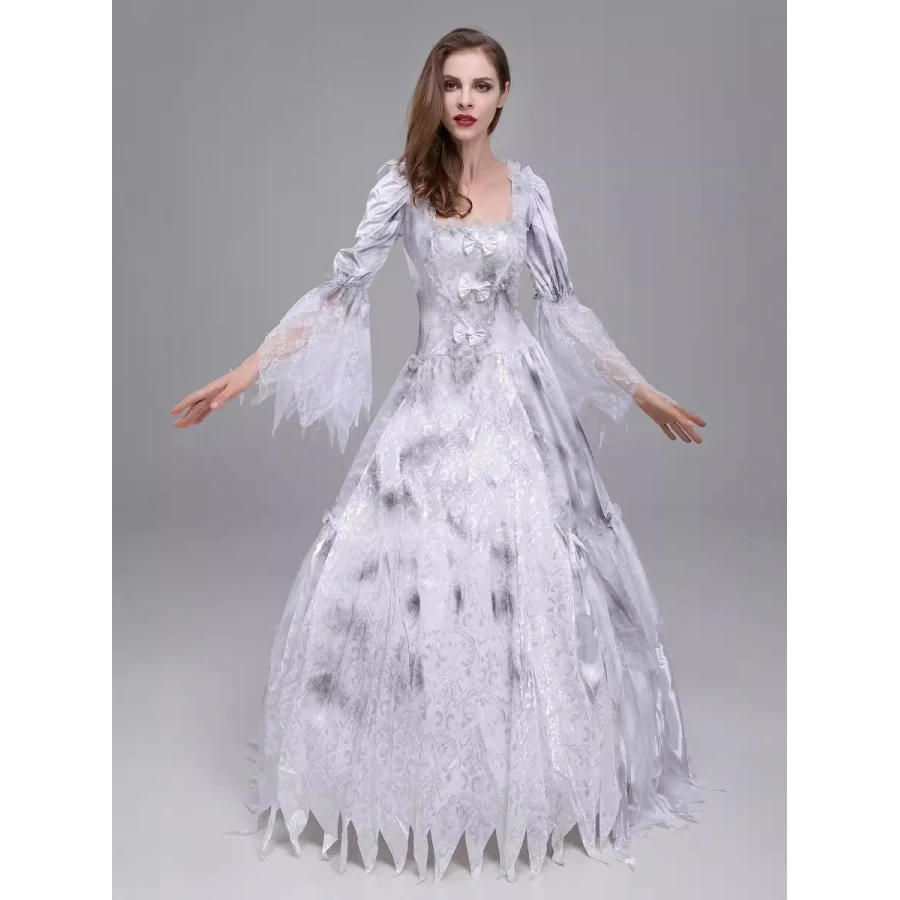 Halloween Kostüm Geisterbraut Gericht Retro Erwachsene Tüll Langer Rock Cosplay Bühnenaufführung Dr Damen Traditionelle Ethnische Kleidung