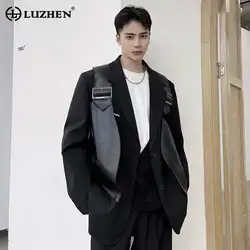 LUZHEN Men's Wear 2025 Street New Elegant Design PU Leather Black Vest Japan Korean Causal Sleeveless Cool Waistcoat Male LZ2619