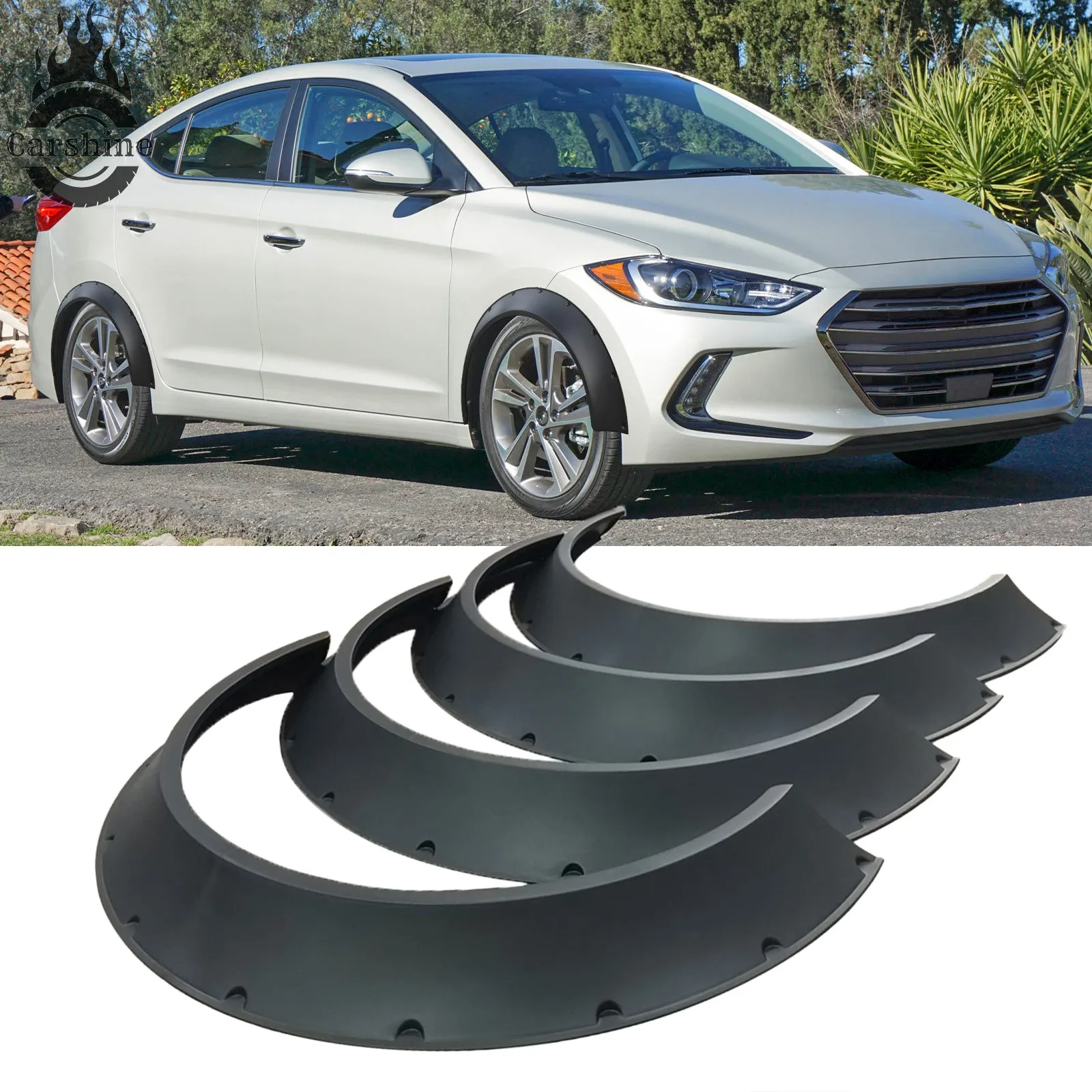 

Black Style 840mm Car Fender Flares Wide Body Wheel Arches For Hyundai Elantra