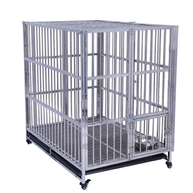 304 Stainless steel Foldable Dog Cage Multiple Sizes Pet Kennel Cage Heavy Duty