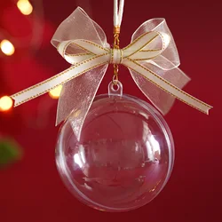 Bola transparente de 7cm, ornamento transparente de plástico abierto para fiesta de Navidad, colgante, suministros de paquete de regalo, 1 ud.