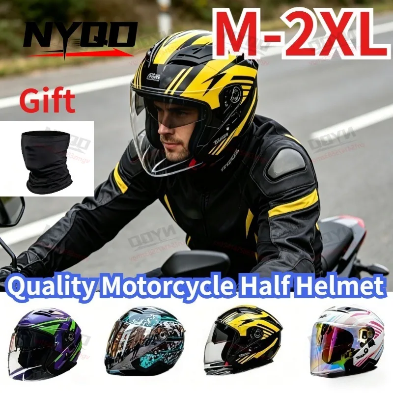 

2026 New Arrival High Quality Motorcycle Half Helmet with Dual Lens, Cascos Para Motos Capacetes De Moto For Men Women