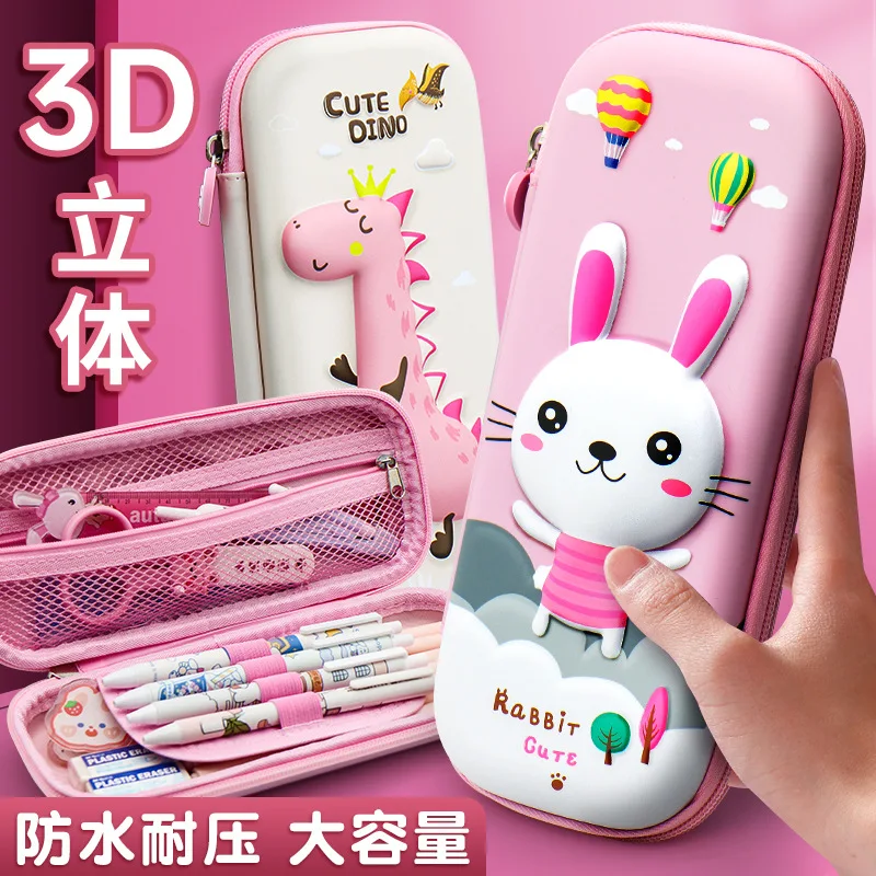 EVA Pen Box Girls Cute Stationery Case 3D Cartoon Rabbit Cat Dinosaur Astronaut Blue Pencil Bag Pink Unicorn Holder Pouch Storag