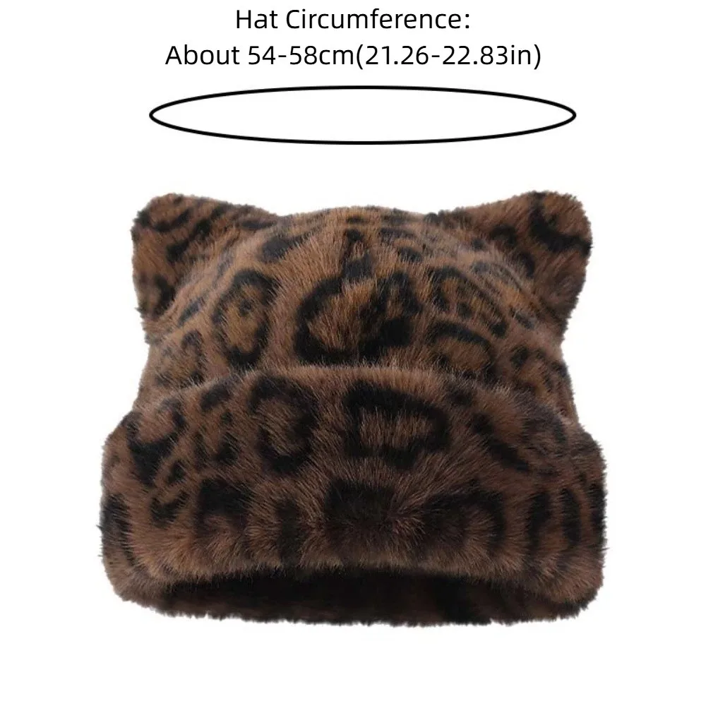 تنوعا تقليد فرو المنك ليوبارد الأذن قبعة لينة كل مباراة Brimless قبعة قبعة الكورية نمط مطاطا أفخم الدبب قبعة زوجين #5