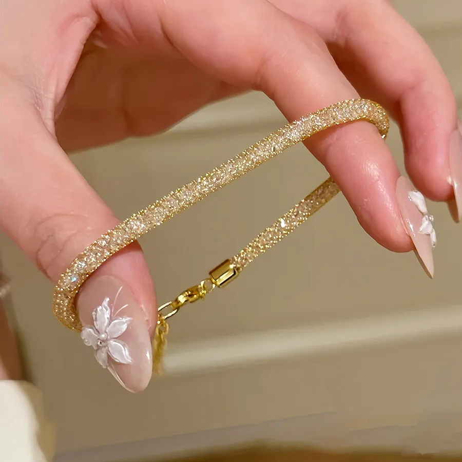 

2026 Women's Zircon Mesh Wrap Twist Bracelet Retro Adjustable Chain Vintage Elegant Dainty Jewelry for Daily Wear