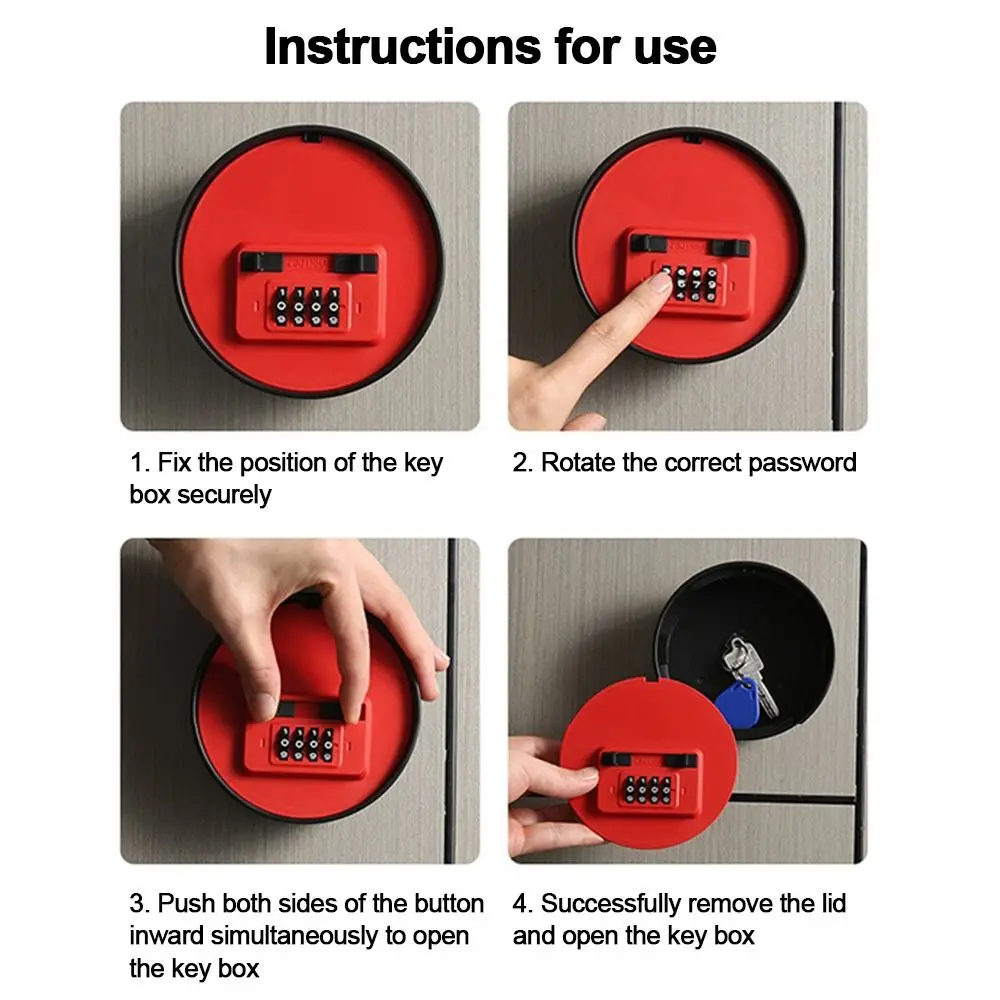 Creative Round Shape Password Box Wall Mount Resettable Code Key Storage Case Hidden Security Code Lock Outdoor Use