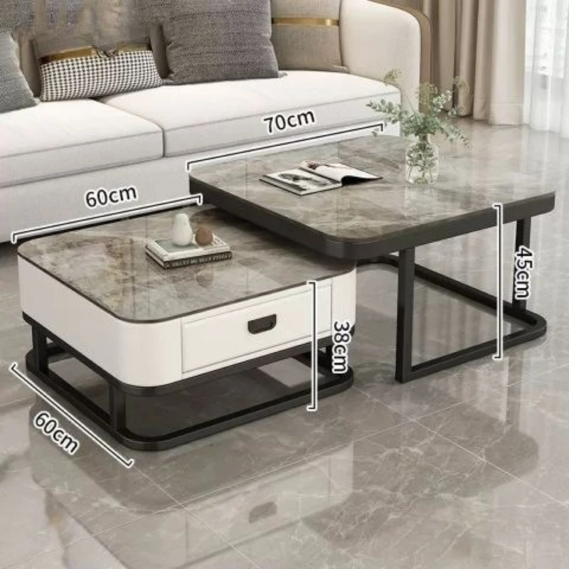 Stolik kawowy w stylu light luxury, do salonu, do użytku domowego, nowoczesny, prosty stolik kawowy w zestawie.