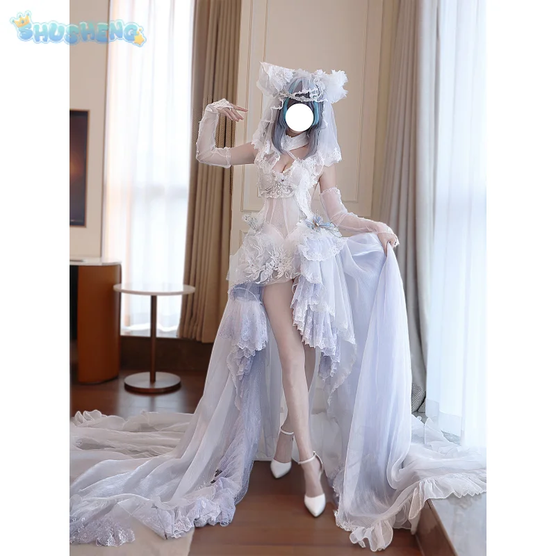 

Anime HMS Cheshire Azur Lane Cosplay Costume Halloween Carnival Gorgeous Wedding Dress Wig Props Accessories Woman Uniform Set