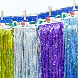 5pcs 10*100cm Tinsel Foil Fringe Door Window Curtain Birthday Party Decor Photo Backdrop Background Wedding Decorations Supplies
