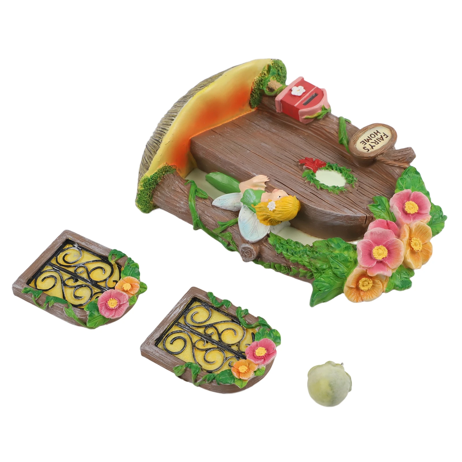 Resin Flower Fairy Mailbox Doors and Window Miniature Decorations for Garden and Indoor Use to Bring Fairy Tale