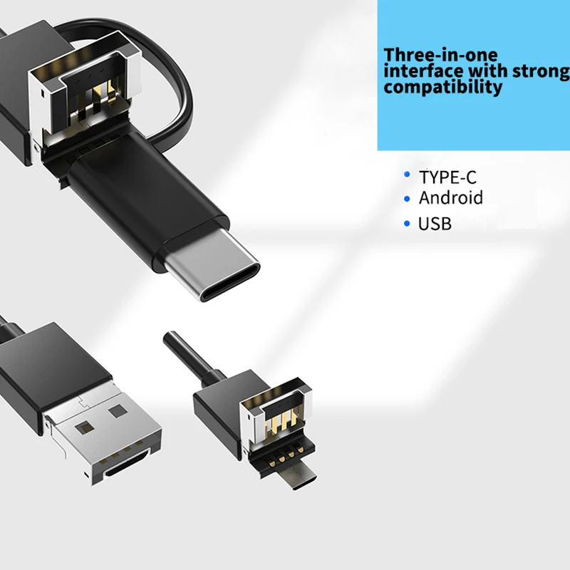 Auto Focus Endoscope Camera 5.0MP HD1944P 3in1 Type-c Micro USB Industrial Borescope IP68 Waterproof 4 LEDs for Android PC AN100