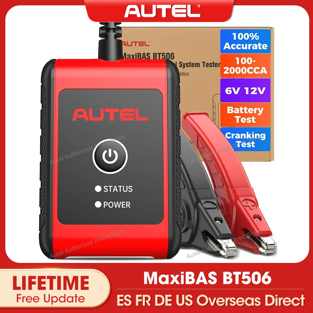 Autel MaxiBAS BT506 Car Battery Tester, 6V 12V 100-2000 CCA Car Battery Analyzer, 12V 24V Auto Cranking/Charging System Test