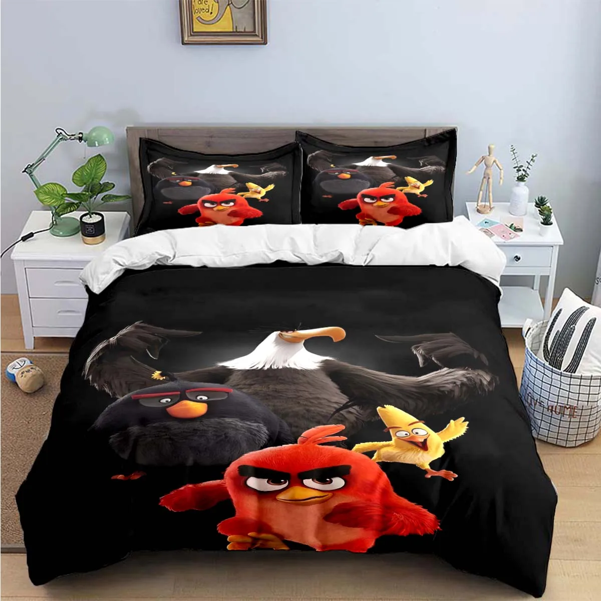 

3D Exquisite Cartoon Birds Wallpaper Anime Digital Printing Bedding Set Duvet Cover Comforter Bed Youth Kids Girl Boys Gift