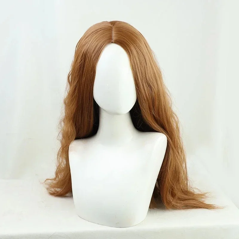 2025 New Wanda Vision Long Wavy Wig Scarlet Witch Heat Resistant Synthetic Hair Perucas Cosplay Wigs Mask Free X157