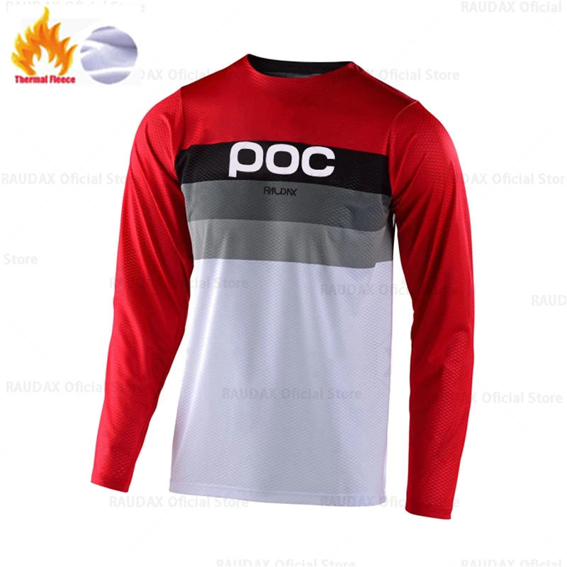 Keep Warm Long Sleeve Motocross Downhill Jersey Winter Thermal Fleece Cycling Jersey MTB Mountain Bike Maillot Ciclismo Hombre