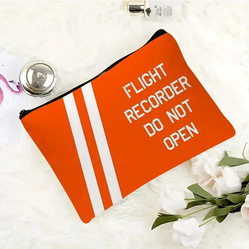 Flight Data Recorder Do Not Open Makeup Bag Small Cosmetic Pouch with Zipper Travel Makeup Bag Ideal for Perfect for Daily Use