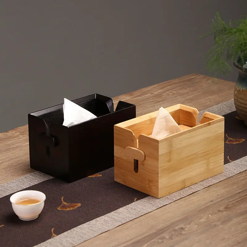 

Chinoiserie Style Retro Chinese Bamboo Design Paper Towel Box Living Room Tissue Box Antique Style Paper Storage Drawer ZD655