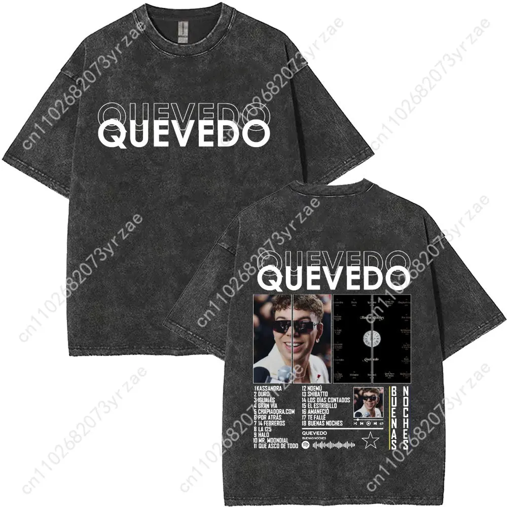 QUEVEDO Retro Wash Tshirt Man Woman High Quality Vintage T Shirt Cotton Short Sleeves Fashion T-shirt Soft Breathable Tops