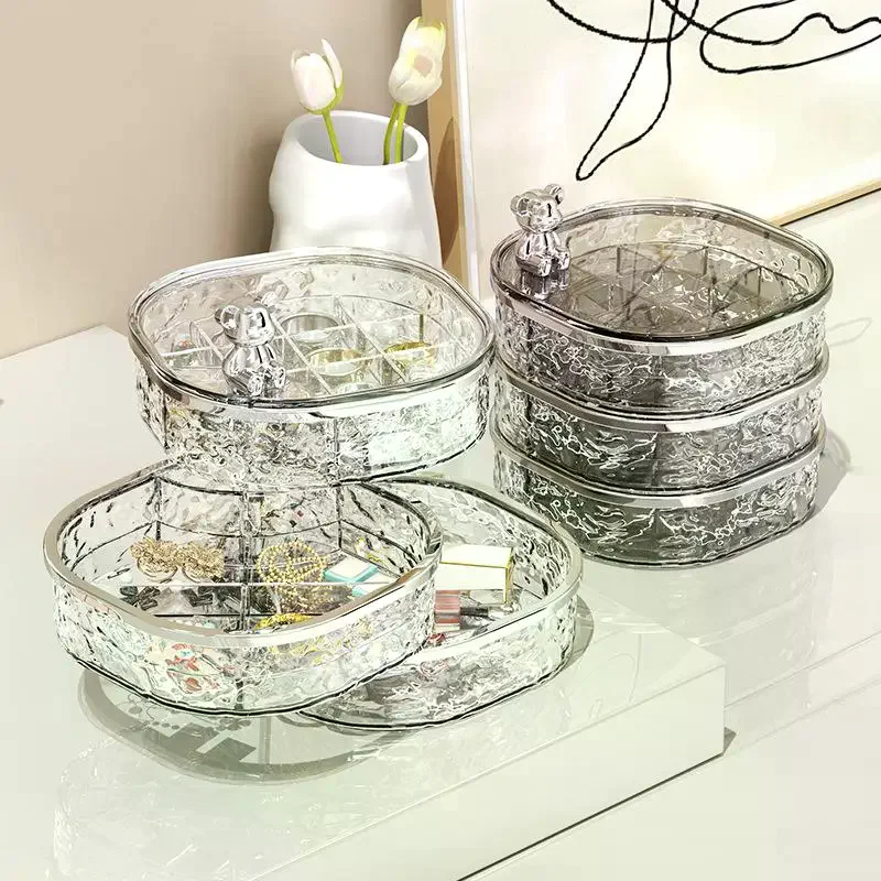 

Rotating Jewelry Box, Transparent Band Partition High-end Exquisite Jewelry Storage Box, Earring, Hairpin And Ring Storage Box