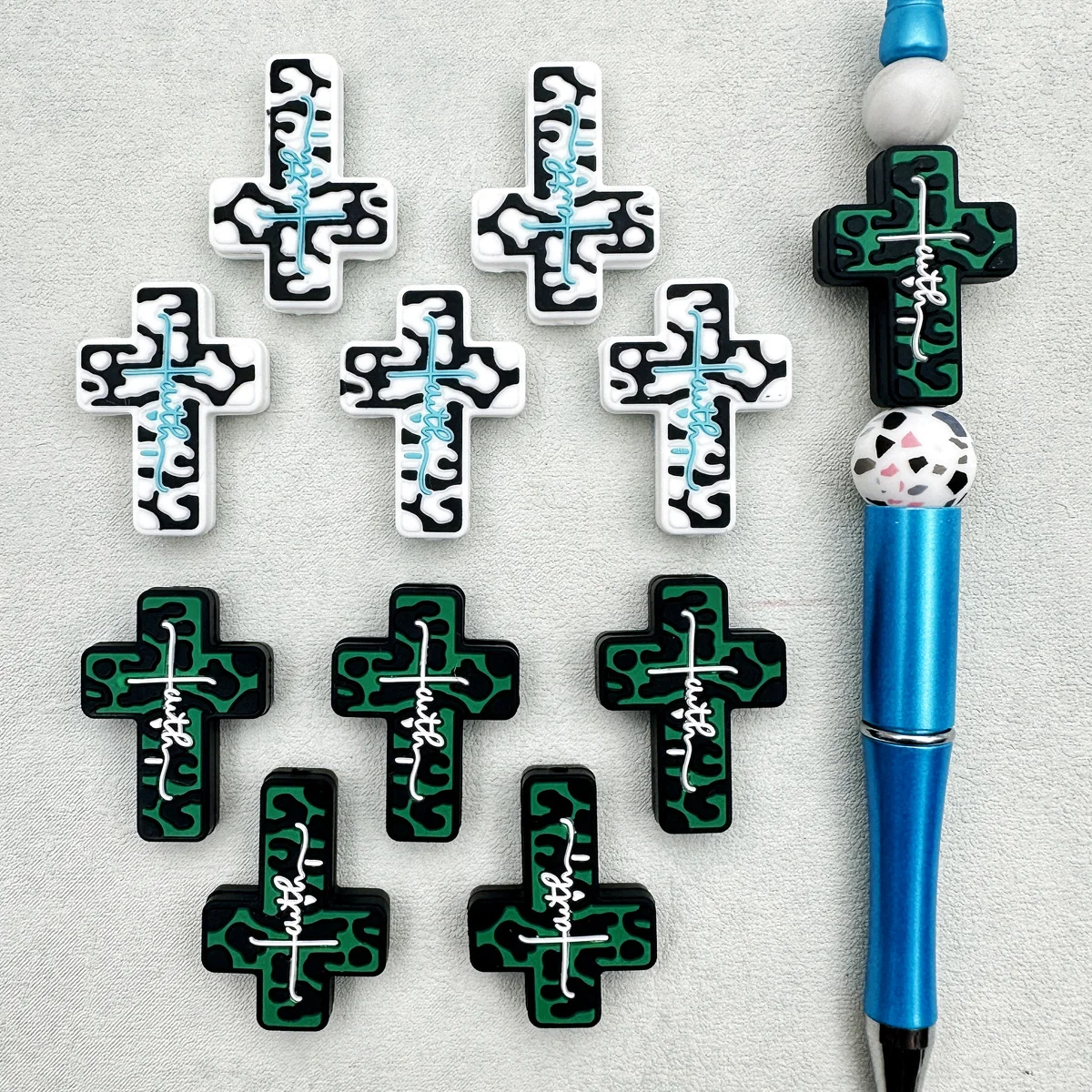 10PCS Silicone Beads Cross Focal Beads Teethe Baby Pendant Toys DIY String Pen Beads Nipple Chain Jewelry Accessories Gifts