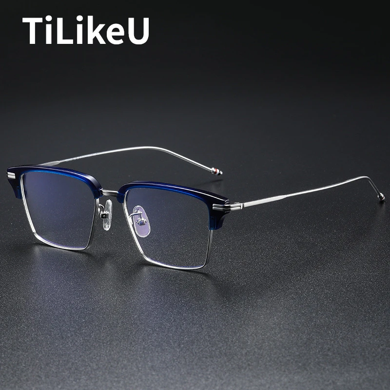 

Brand Design Square Eyebrow Frame Glasses Retro Square Pure Titanium Eyeglass Frame Luxury Men Women Myopia Prescription Eyewear