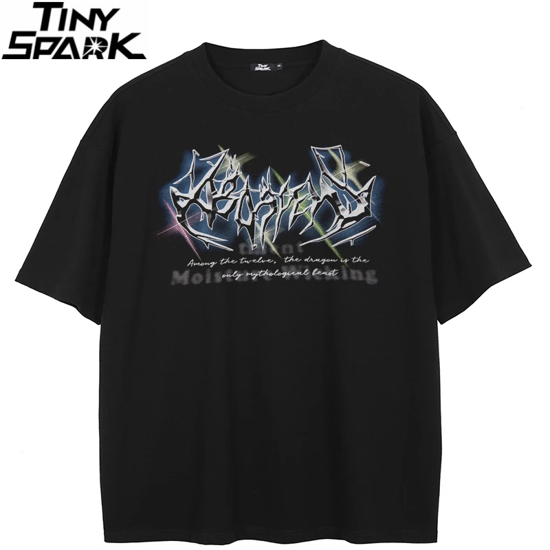 2024 T-Shirt Streetwear scharfe Buchstaben Grafik T-Shirt Baumwolle Hipster Männer T-Shirt Unisex Tops T-Shirts schwarz Hip Hop