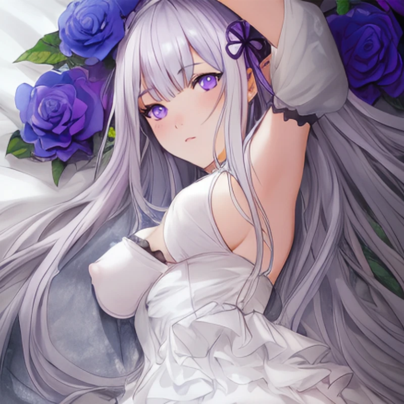 Dakimakura Emilia غطاء وسادة مزدوج الجوانب وسادة جسم متساوية غطاء وسادة مثير للجسم