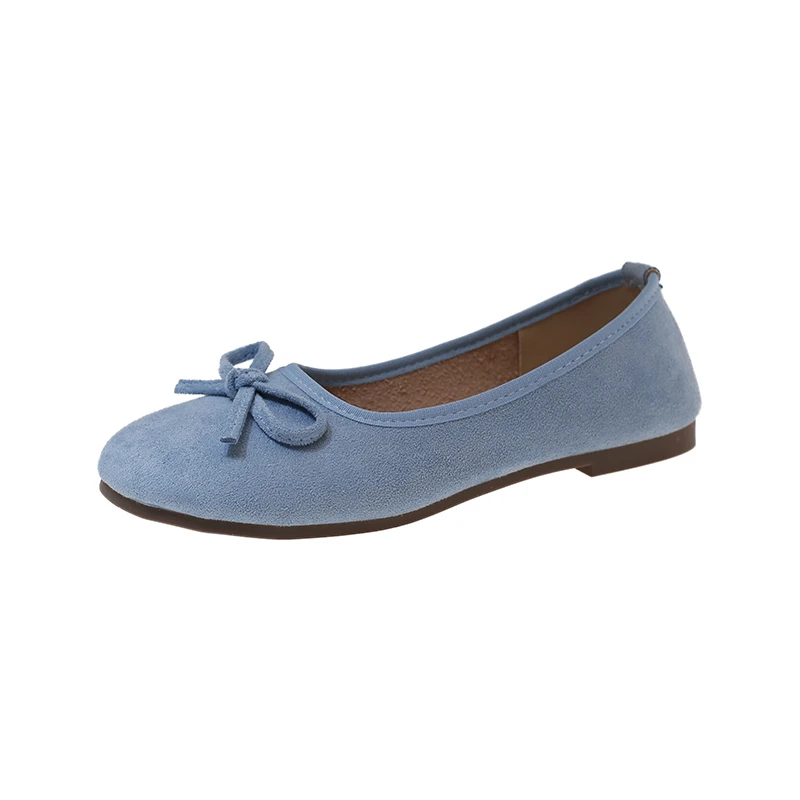 Damen Ballerinas mit Schleifendekoration, runder Zehenpartie, aus Wildleder, zum Hineinschlüpfen. – Detail 18