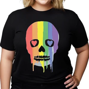 Women's Oversized T Shirt Pride LGBT Gay Rainbow Skull Shirt Graphic T Shirts Fashion Short Sleeve Bisexual Outfits Casual Tops