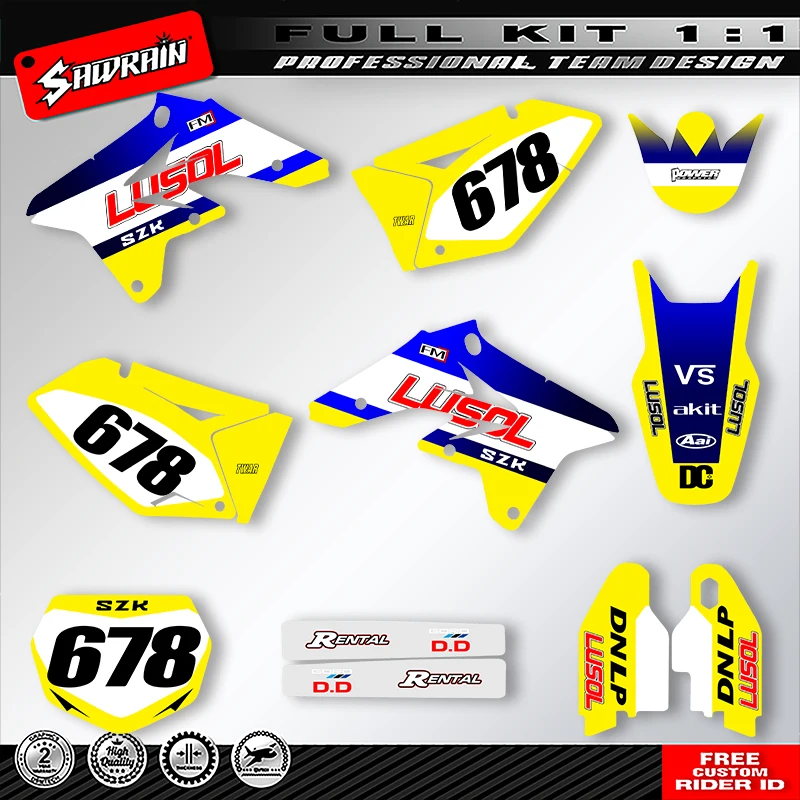 

Sawrain Motorcycle Sticker Custom Team Graphics Decals Kit For SUZUKI RMZ250 2007 2008 2009 005