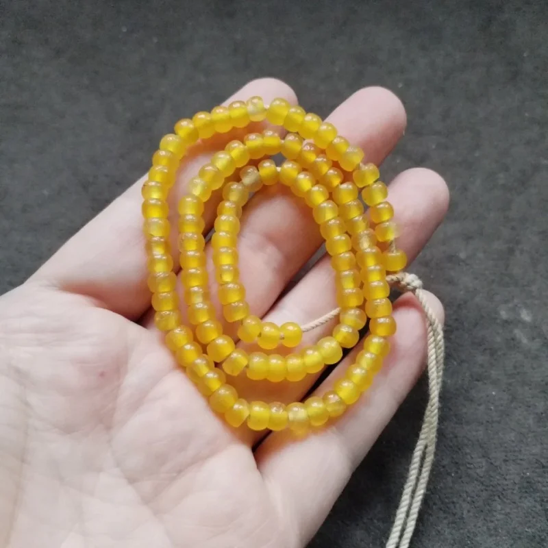 Tibetan Backflow Old Pulp a String of Yellow Agate Buddha Accessories Spacer Beads