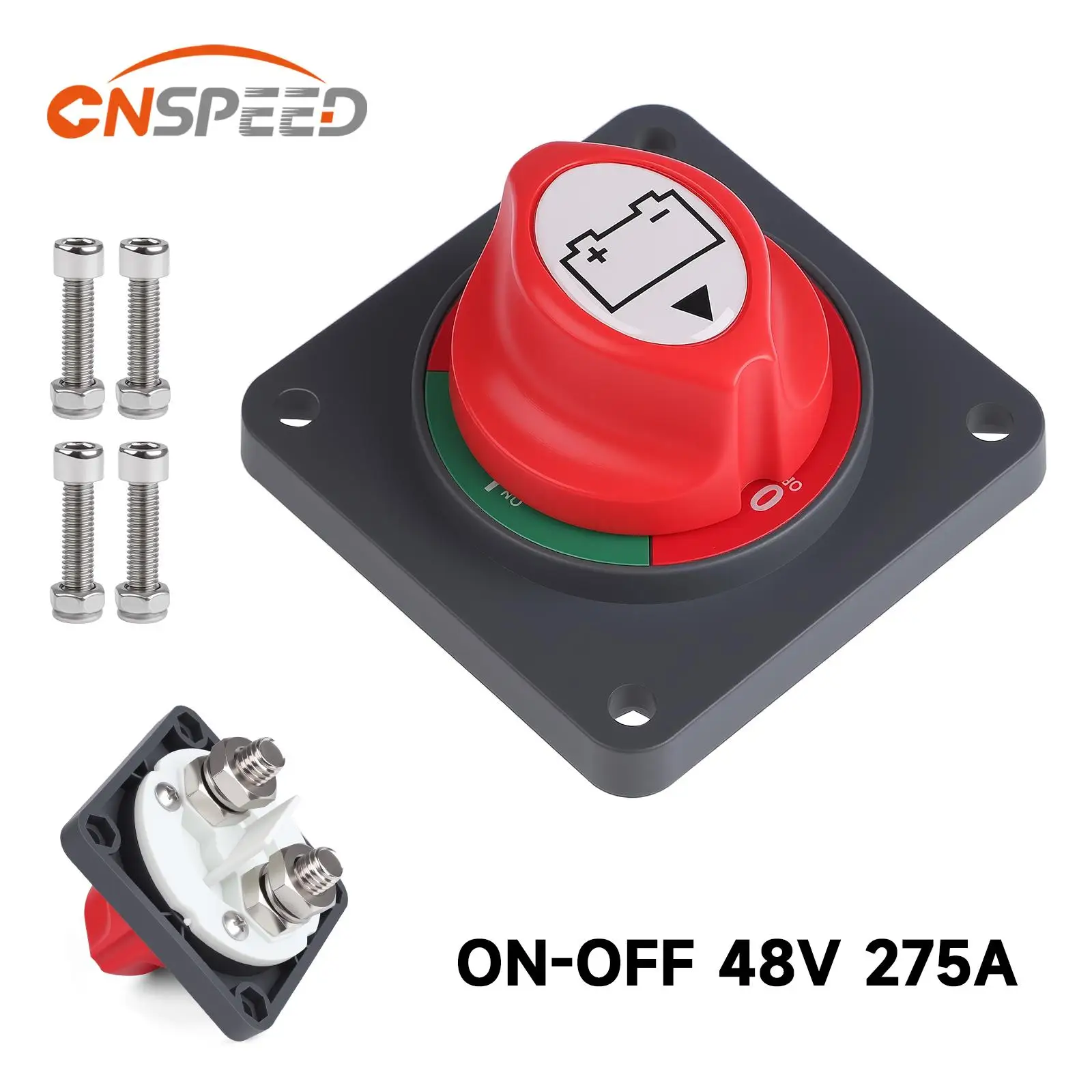 

CNSPEED New 12V-48V 275A Battery Power Cut Master Switch ON/OFF Disconnect Isolator M10 M8 Stud For Car Vehicle RV Boat and More