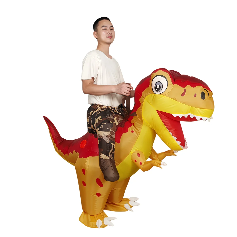Adult Inflatable Ride‑On Costume, Dinosaur Donkey Bull Rider Blow‑Up Fancy Dress Suit For Halloween Carnival Cosplay Party Perfo view 2