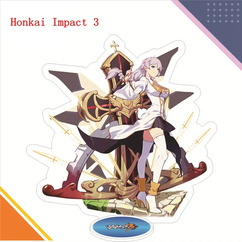 New Game Honkai Impact 3 Anime Peripheral Elysia Kiana Acrylic HD Print Silver Wing Figure EGO Decorating Piece Christmas Gift