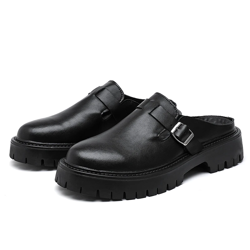 British Style Shoes Men Black Slip On Loafers New Casual Shoes Male Brogue Shoes