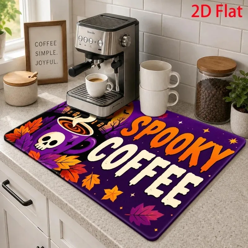 Dish Drying Mat 2D Flat Pink Rose Floral Printed Cushion Super Absorbent Kitchen Drainage Pad Countertop Coffee Maker Mat
