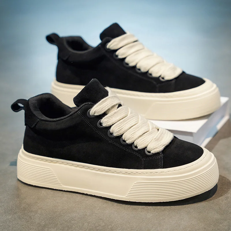 

Лидер продаж, мужские коричневые замшевые кроссовки на платформе, повседневная нескользящая удобная повседневная обувь в стиле ретро на толстой подошве