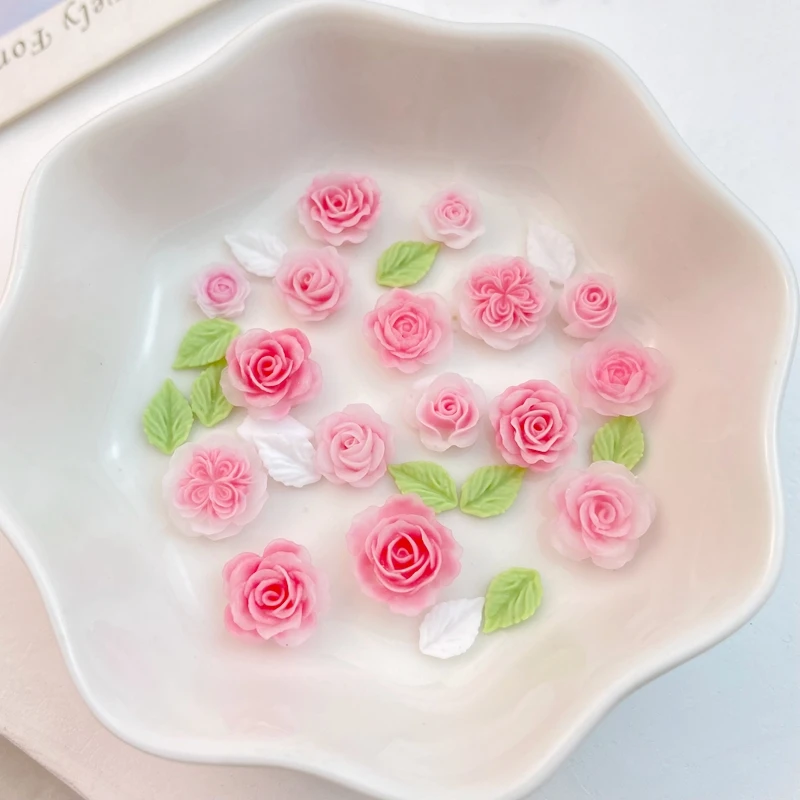 Mixed Pink Flower Nail Charms 4