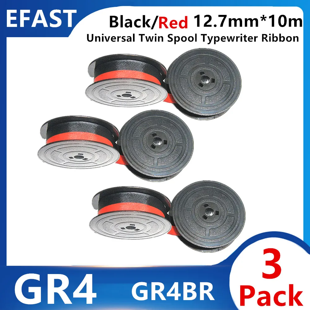 1~3PK GR4 GR4BR GR4BK Ribbon Label Replacement for Calculator Ink Roller Printer Ribbons Black and Red,Black 12.7mm*10m