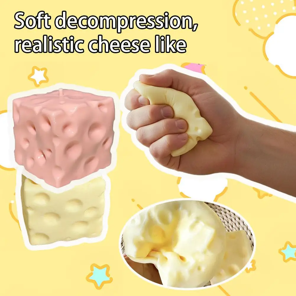 

Большой антистрессовый мяч-кубик в форме сыра, не прыгающий, сенсорная игрушка-антистресс для ASMR-терапии, подарок для снятия стресса