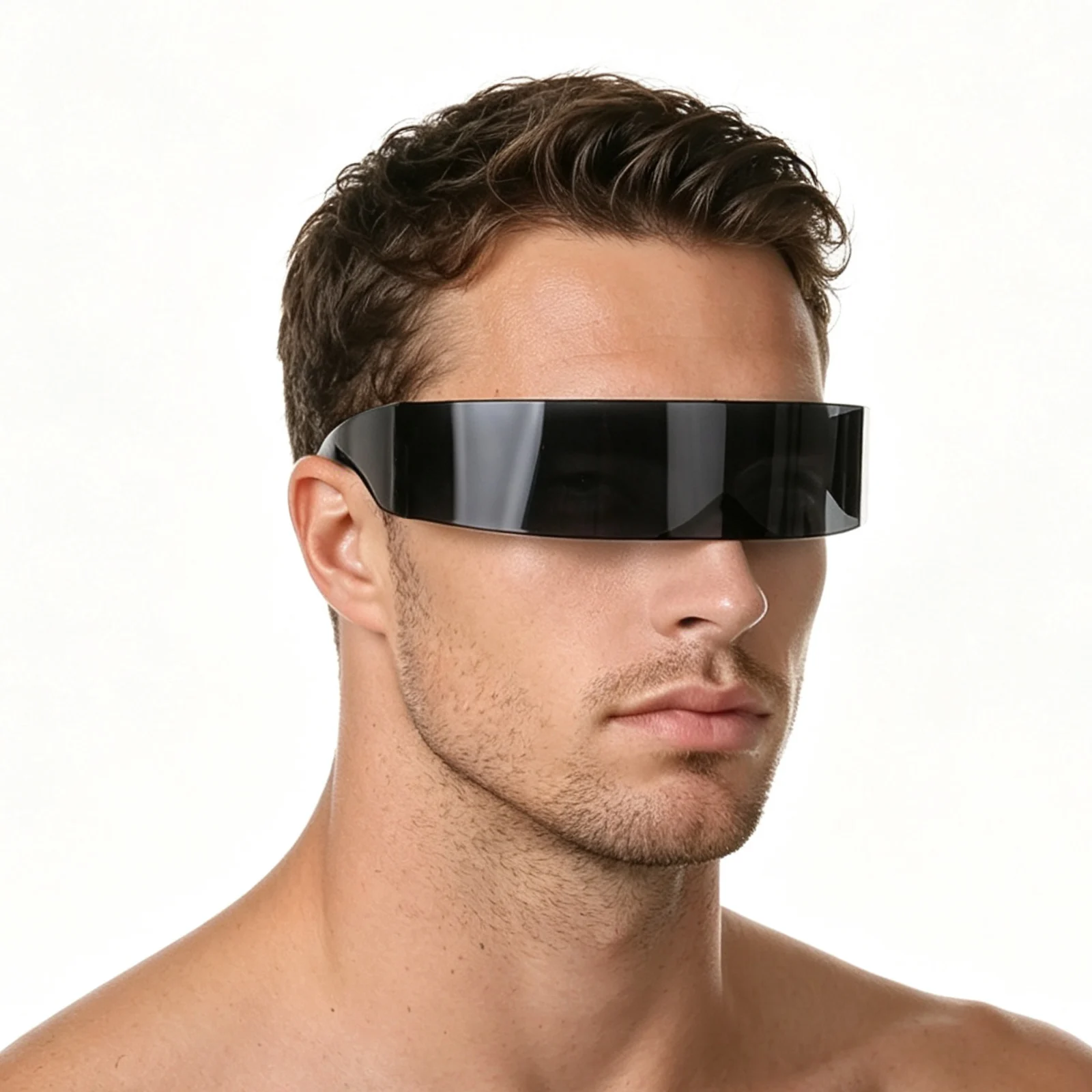 Silberne Metallische Spiegel-Sonnenbrille Futuristische Tech-Visor-Brille Y2K Punk Cosplay Rave Nachtclub Bühnenauftritt Party Eyewear – Detail 9
