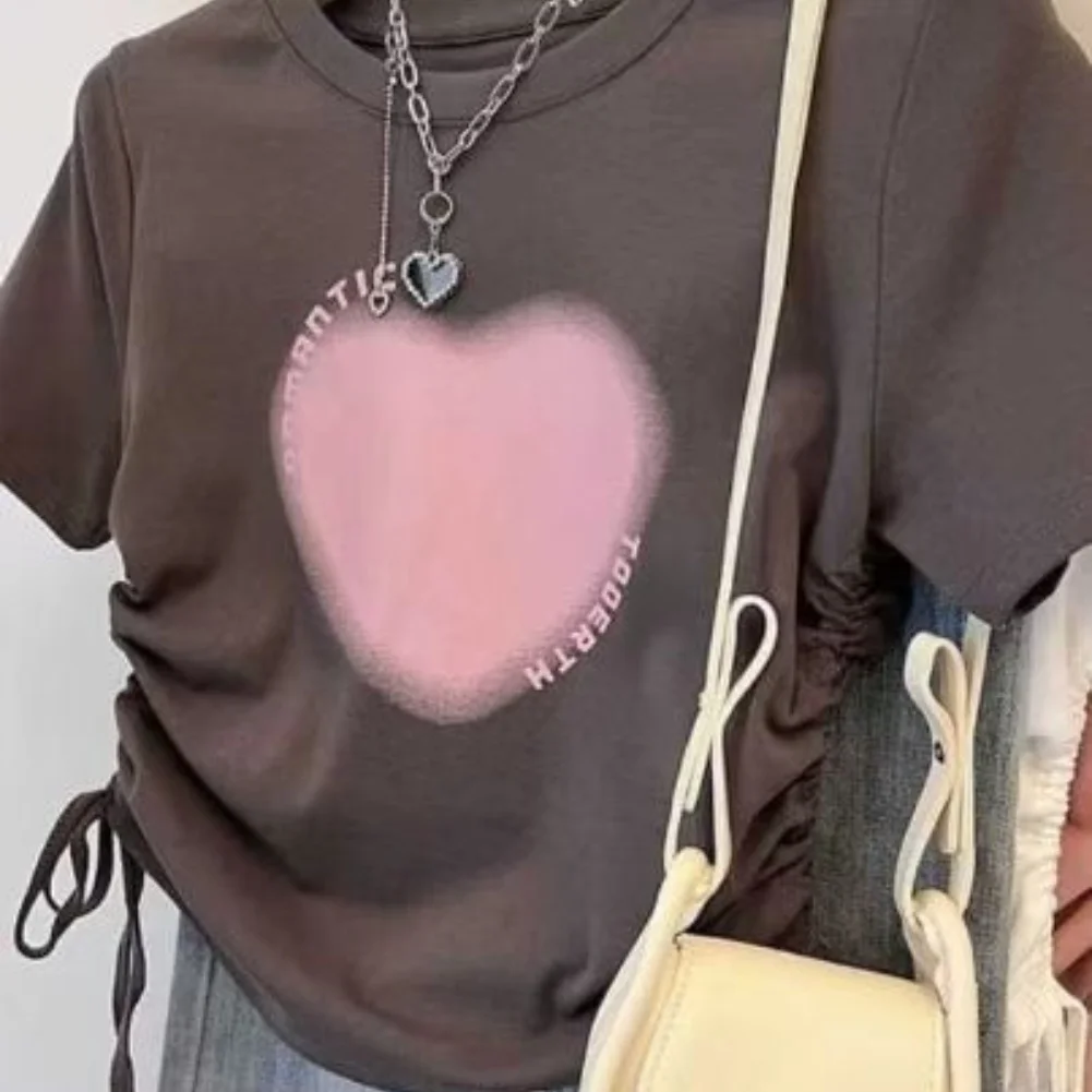 قميص نسائي صيفي بأكمام قصيرة مع تفاصيل برباط، كاجوال برقبة دائرية، قماش خفيف الوزن وجيد التهوية