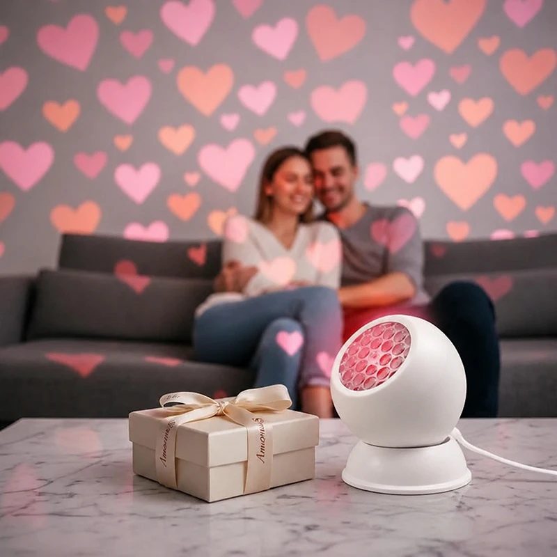 Dynamic Romantic Love Heart Projection Night Light Portable Low Power for Bedroom Kids Room Night Companion Decor