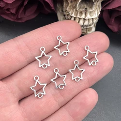 40pcs 15*12mm Hollow Star Connector Charms Antique Silver Color For DIY Jewelry Making Zinc Alloy Charms