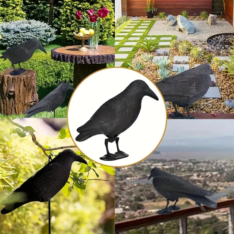 قطعة واحدة من شرك الغراب ثلاثي الأبعاد نابض بالحياة - تمثال الغراب الداخلي/الخارجي متعدد الاستخدامات للحديقة والفناء وديكور المنزل، محاكاة ثلاثية الأبعاد