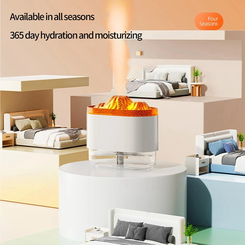 Flame Diffuser Aromatherapy Essential Oil Diffuser With Atmosphere Light 300Ml Cool Mist Humidifier For Home Office Durable