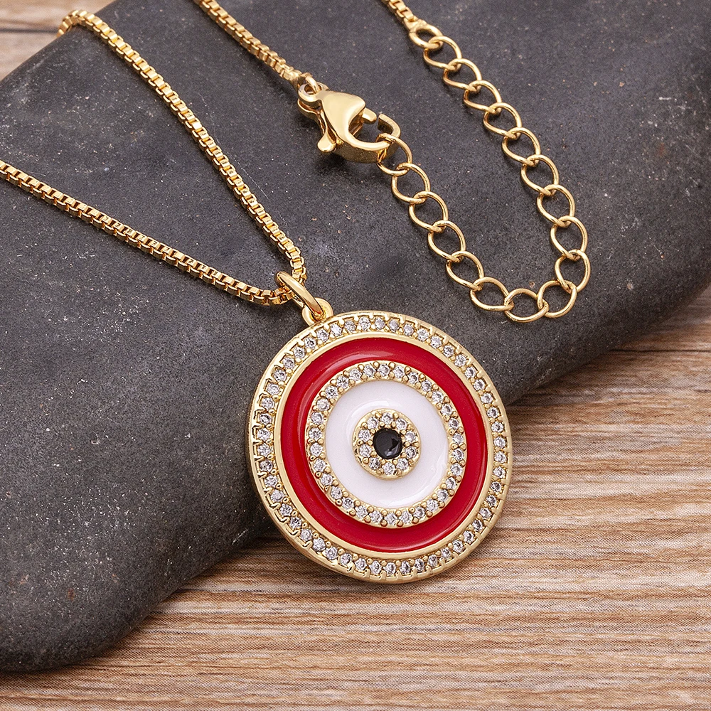 Nidin High Quality Turkish Crystal Evil Eye Lucky Pendant Necklace For Women Jewelry 3 Colors Clavicle Chain Shine Zircon Choker