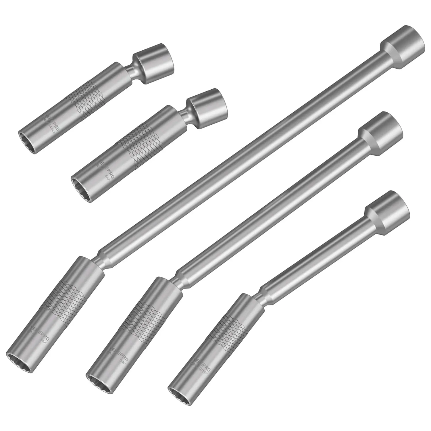 

Набор из 5 магнитных тонкостенных шарнирных головок для свечей зажигания с приводом 3/8 дюйма, размеры 9/16, 5/8, 14 мм, 6- и 12-гранные, с вращением на 360 градусов