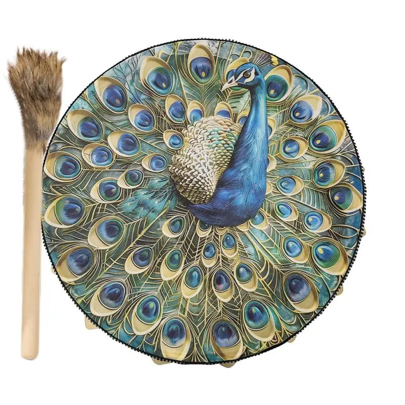 Handmade Shamanic Drum Native Instruments Shaman Drum Shamanic Drums 9.8 Inch Sound Healer Shaman Tools Bird Pattern Siberian